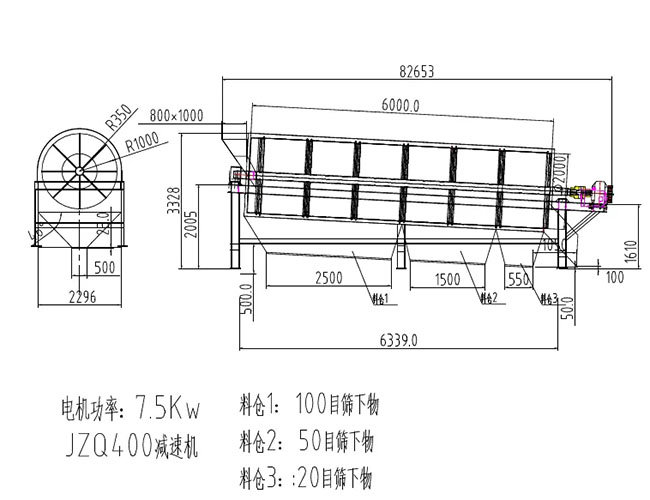 三节三层滚筒筛图纸